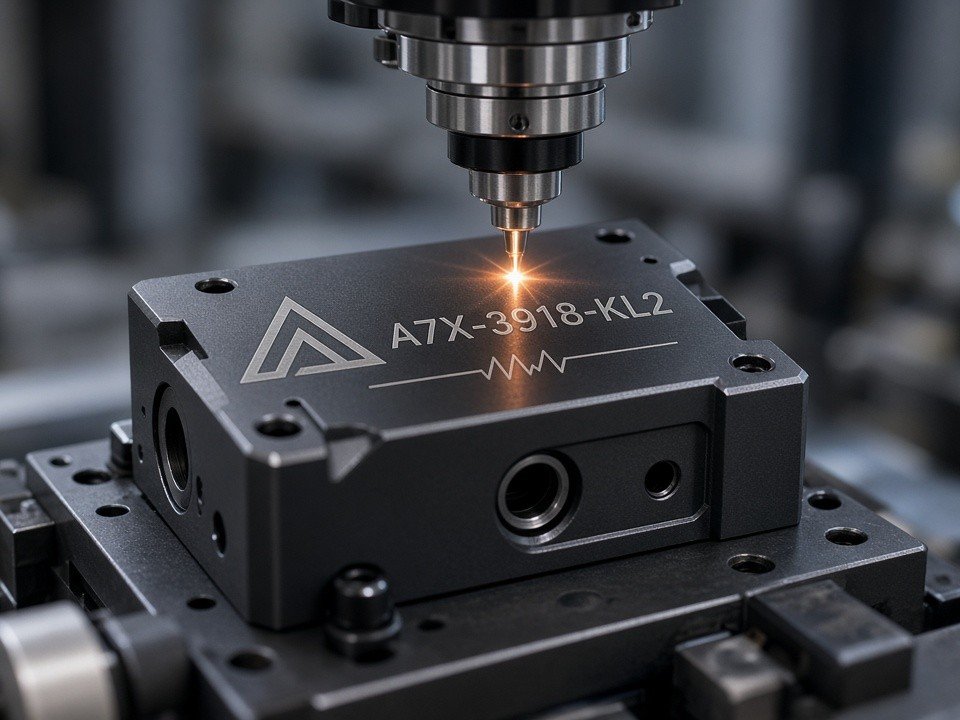 Precision laser engraving on a custom manufactured industrial component
