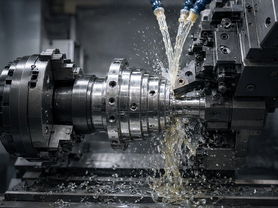 Complex precision component combining turned and milled features
